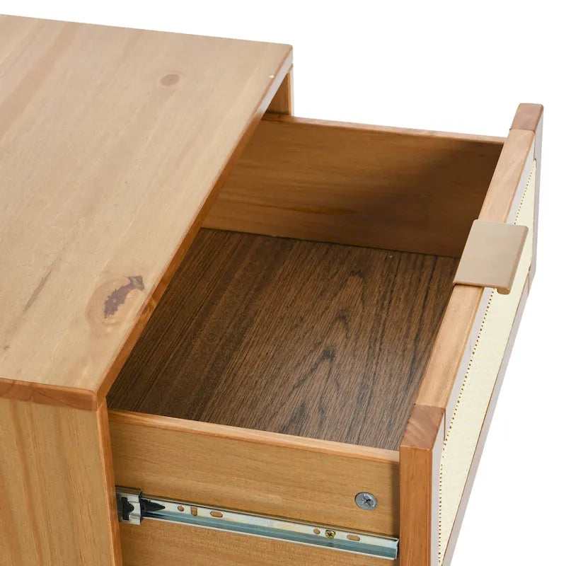 Wood 2-Drawer Bed Side Table