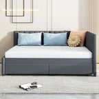 Full Size Upholstered Daybed with 2 Storage Drawers Sofa Bed Frame