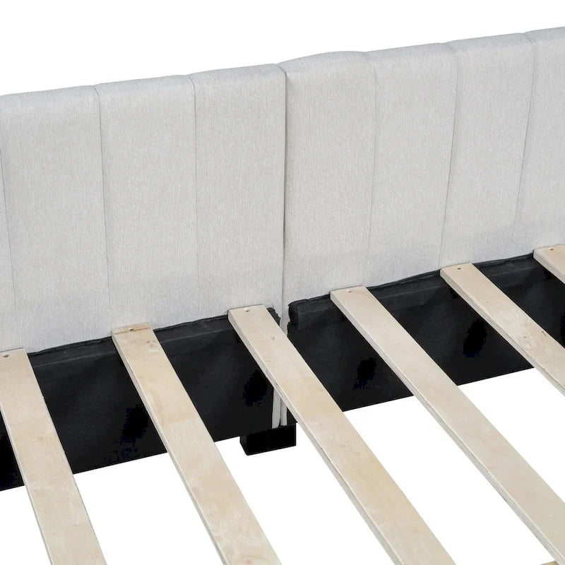 Full Size Upholstered Daybed with 2 Storage Drawers Sofa Bed Frame