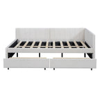 Full Size Upholstered Daybed with 2 Storage Drawers Sofa Bed Frame