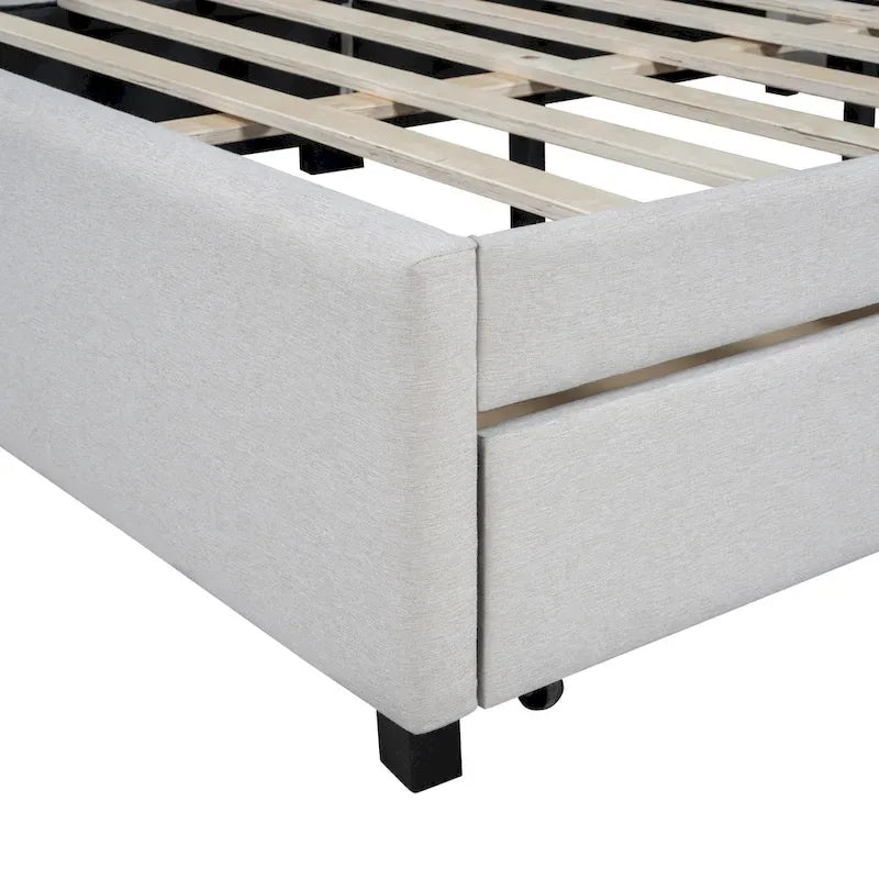 Full Size Upholstered Daybed with 2 Storage Drawers Sofa Bed Frame