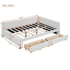 Full Size Upholstered Daybed with 2 Storage Drawers Sofa Bed Frame