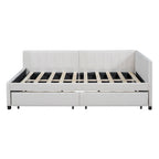 Full Size Upholstered Daybed with 2 Storage Drawers Sofa Bed Frame