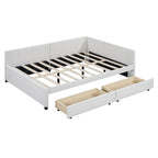 Full Size Upholstered Daybed with 2 Storage Drawers Sofa Bed Frame