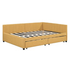Full Size Upholstered Daybed with 2 Storage Drawers Sofa Bed Frame