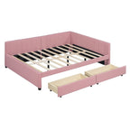 Full Size Upholstered Daybed with 2 Storage Drawers Sofa Bed Frame
