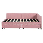 Full Size Upholstered Daybed with 2 Storage Drawers Sofa Bed Frame