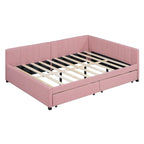 Full Size Upholstered Daybed with 2 Storage Drawers Sofa Bed Frame
