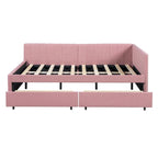 Full Size Upholstered Daybed with 2 Storage Drawers Sofa Bed Frame