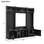 4-IN-1 Multi-functional Hall Tree Entryway Bench with Coat Rack and Shoe Cubbies