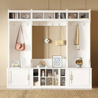 4-IN-1 Multi-functional Hall Tree Entryway Bench with Coat Rack and Shoe Cubbies