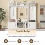 4-IN-1 Multi-functional Hall Tree Entryway Bench with Coat Rack and Shoe Cubbies