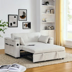 Pull-Out Sleeper Sofa Bed with Adjustable Backrest and USB Port