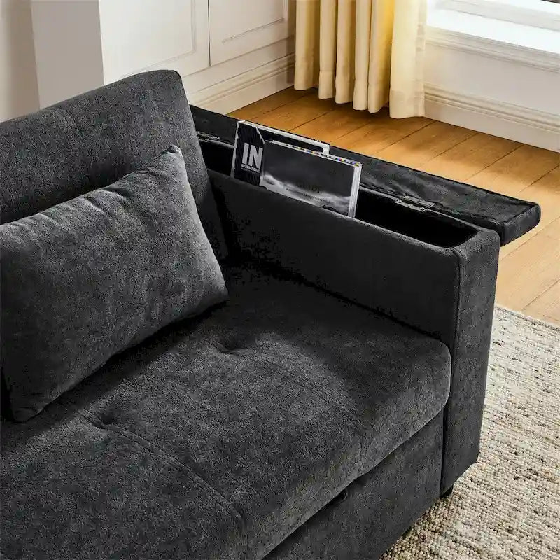 Pull-Out Sleeper Sofa Bed with Adjustable Backrest and USB Port