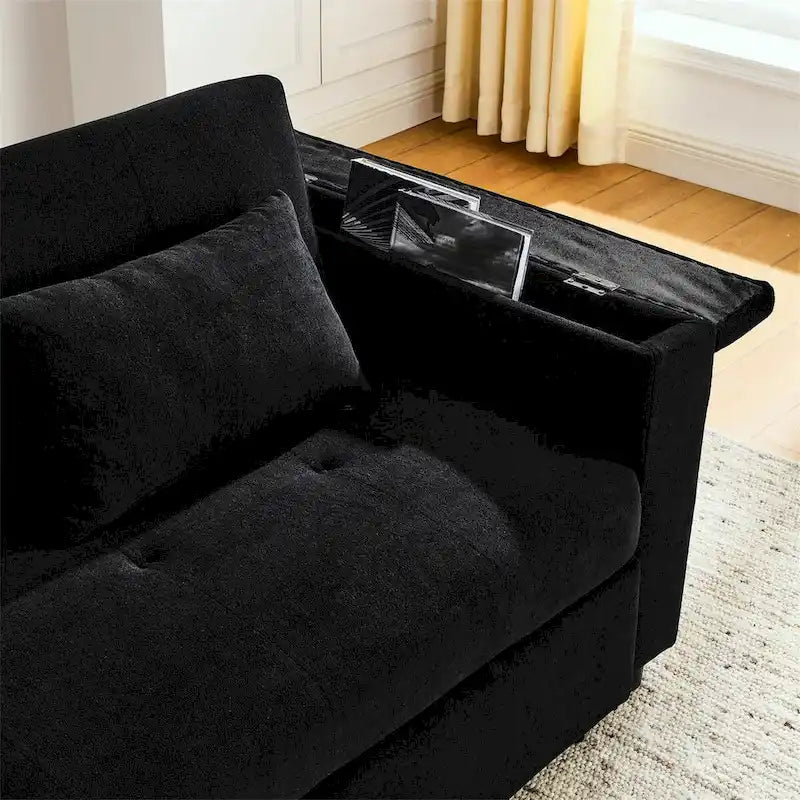 Pull-Out Sleeper Sofa Bed with Adjustable Backrest and USB Port