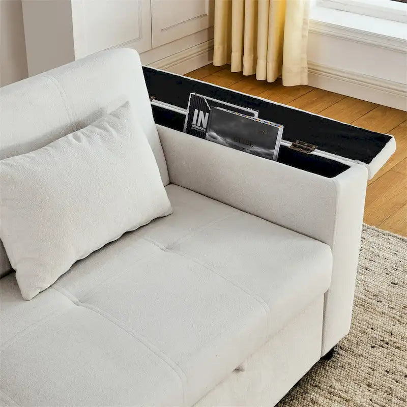 Pull-Out Sleeper Sofa Bed with Adjustable Backrest and USB Port