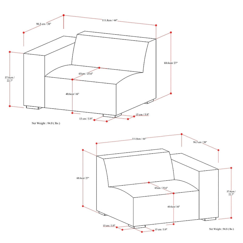 2-Seater Modular Sofa