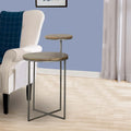 29 Inch Modern Round Accent Table, 2 Tier Brown Wood Tops, Gray Metal Base