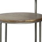 29 Inch Modern Round Accent Table, 2 Tier Brown Wood Tops, Gray Metal Base
