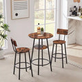 3-Piece Industrial Bar Table Set with 2 Stools, Small Round Counter Height Bistro Pub Dining Table Set for Kitchen, Small Space