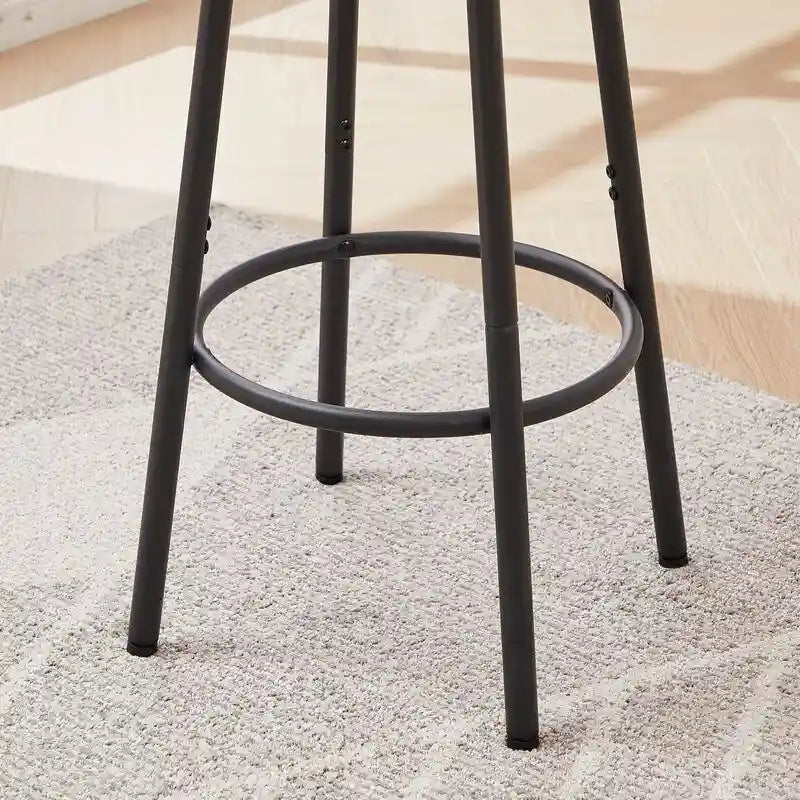 3-Piece Industrial Bar Table Set with 2 Stools, Small Round Counter Height Bistro Pub Dining Table Set for Kitchen, Small Space