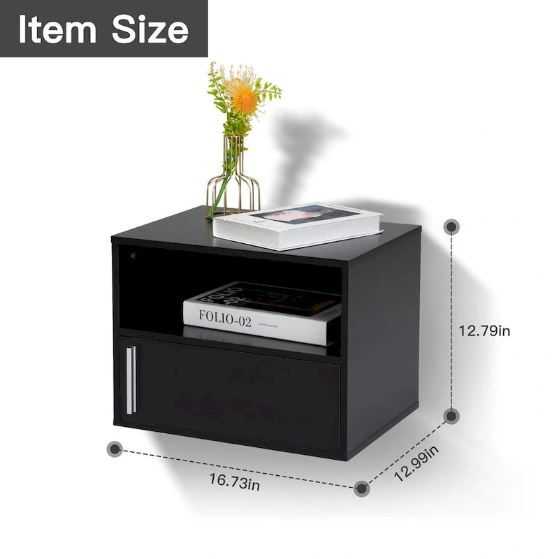 Set of 2 Wall-mounted Wooden Nightstand