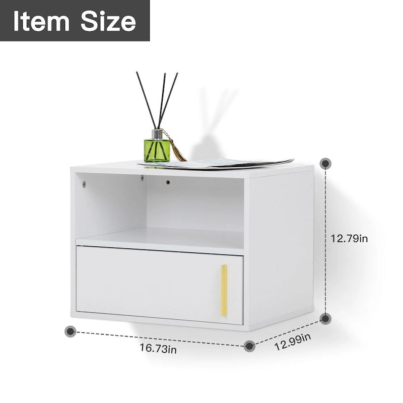 Set of 2 Wall-mounted Wooden Nightstand