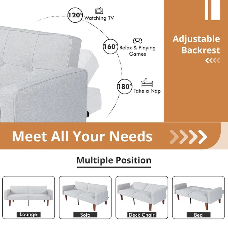 Futon Sofa Bed Memory Foam Couch Sleeper Daybed Foldable Convertible Loveseat