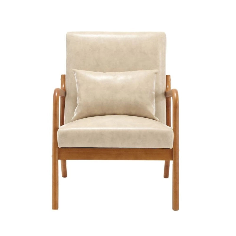 Modern PU Leather Accent Chair with One Pillow