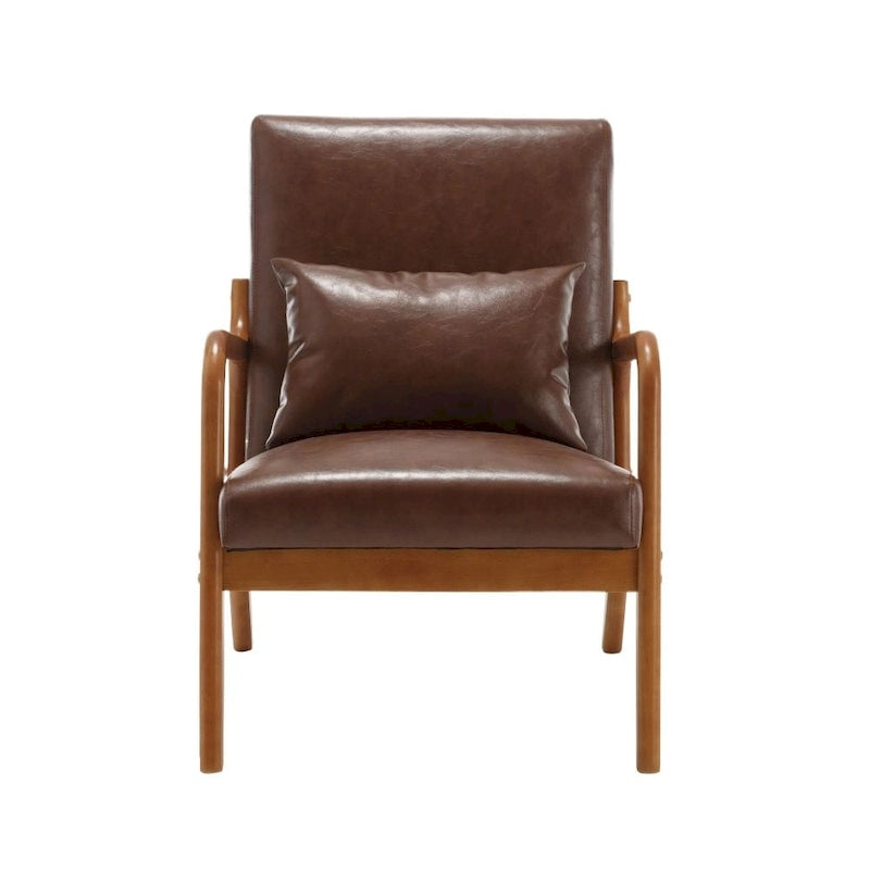 Modern PU Leather Accent Chair with One Pillow
