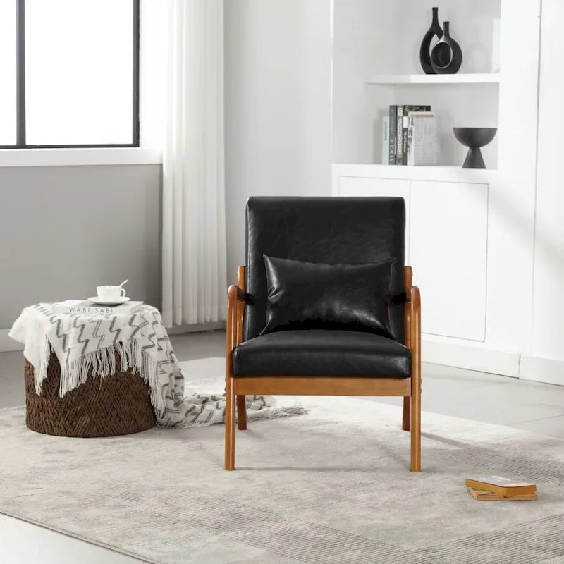 Modern PU Leather Accent Chair with One Pillow