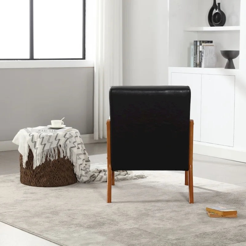 Modern PU Leather Accent Chair with One Pillow