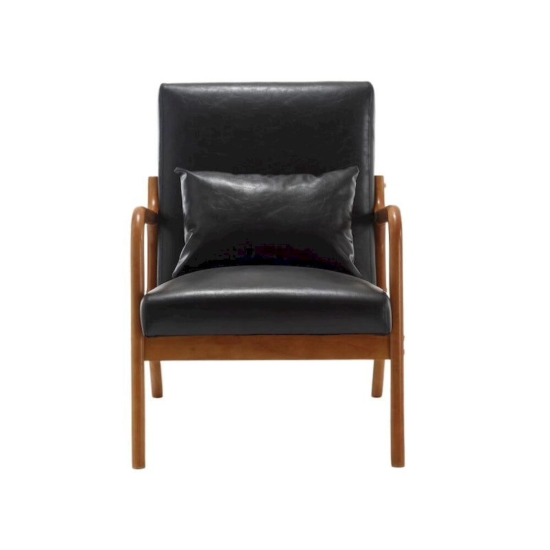 Modern PU Leather Accent Chair with One Pillow