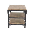 Wood 2 Shelves Side End Accent Table - Brown