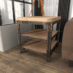 Wood 2 Shelves Side End Accent Table - Brown