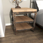 Wood 2 Shelves Side End Accent Table - Brown