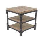 Wood 2 Shelves Side End Accent Table - Brown