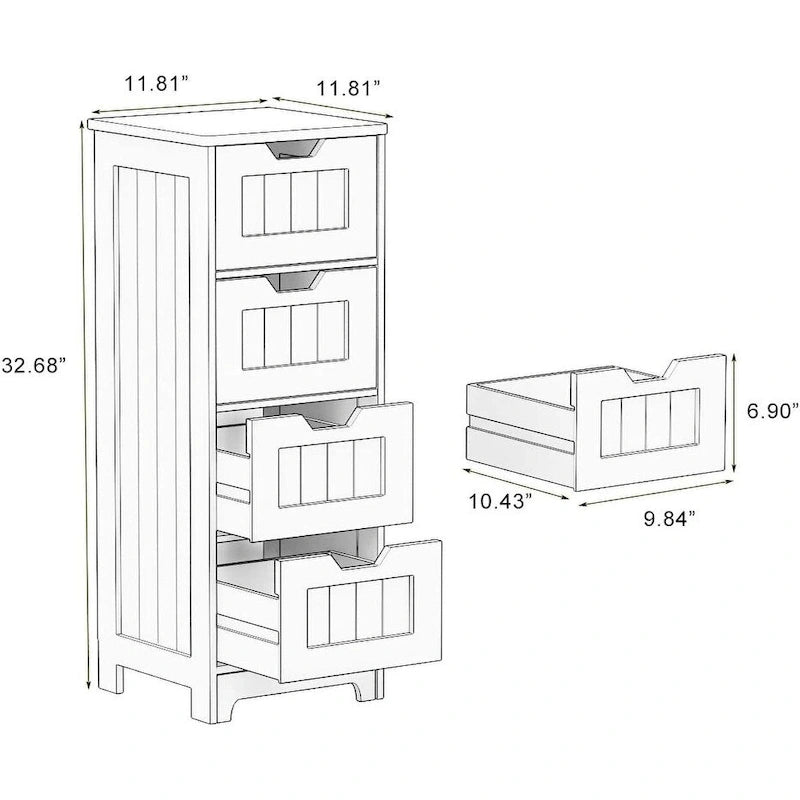 Freestanding storage cabinet with 4 drawers